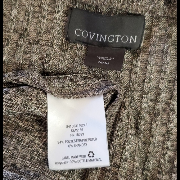 COVINGTON gray long sleeve textured cardigan Med travel office casual - Picture 4 of 6